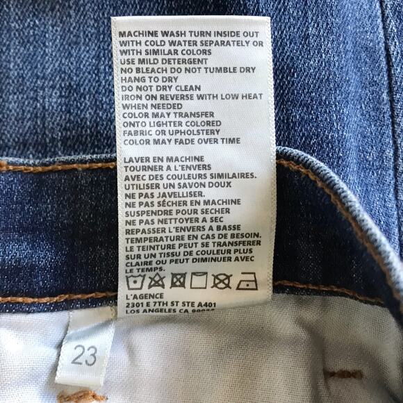 L’Agence Jordan Cropped Straight High Rise Denim Jeans Size 23 Vintage Destruct - Picture 14 of 16